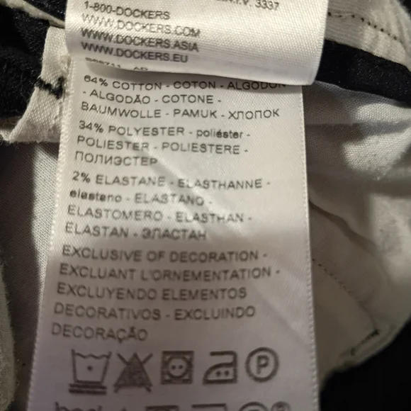 DockERS Men's Black Dress Pants W38 x L32 EUC Button Closure Pocket Straight Fit - Picture 8 of 8